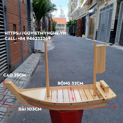 [Dài 103cm - Hàng Chuẩn Nhật] Khay gỗ đựng sushi - khay gỗ thuyền đựng sashimi thuyền gỗ sushi - Gỗ thông