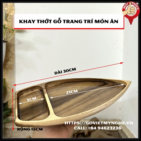 [Dài 30cm - Gỗ Tràm] Khay thớt gỗ thuyền gỗ đựng sushi - khay gỗ thuyền đựng sashimi thuyền gỗ sushi - Gỗ tràm