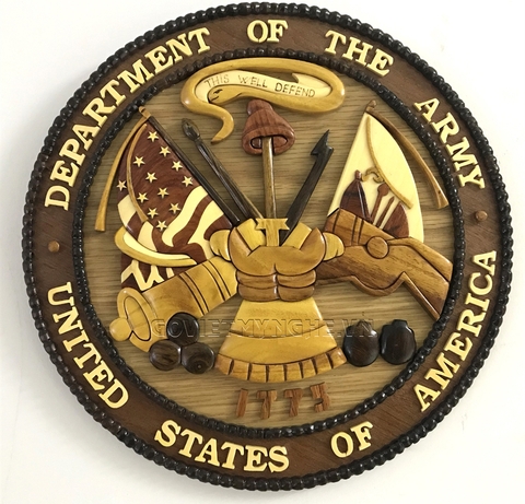 Tranh Gỗ Ghép Treo Tường- Huy hiệu Lục Quân Hoa Kỳ
