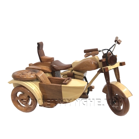 Mô Hình Xe Gỗ Motor Harley Davidson Sidecar - Size Lớn