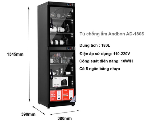 Tủ chống ẩm ANDBON AD-180S 180 lít