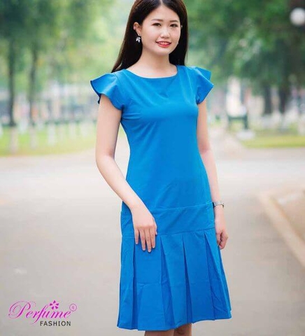 Đầm công sở chữ A xếp ly