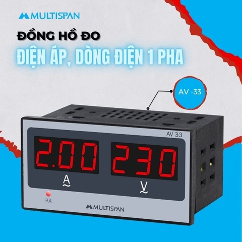 Đồng hồ đo điện áp, dòng điện 1 pha AV-22 Multispan