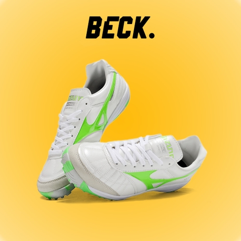 Giày Bóng Đá Mizuno Morelia Sala Japan M8 Đế Đệm Trắng Vạch Xanh Lá TF