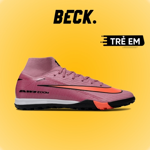 Giày Bóng Đá Trẻ Em Nike Mercurial Superfly 10 Elite Hồng Tím Vạch Cam Cổ Cao TF