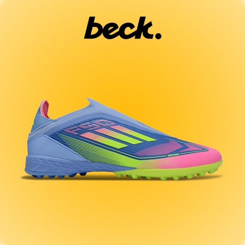 Giày Bóng Đá Adidas F50 Elite Laceless Xanh Biển Mũi Hồng Không Dây HQ TF