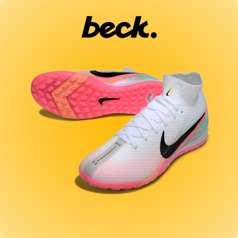Giày Bóng Đá Trẻ Em Nike Mercurial Superfly 10 Elite SK Trắng Hồng Gót Xanh Cổ Cao TF