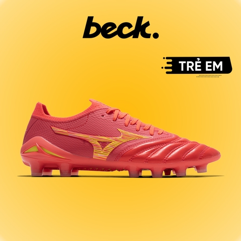 Giày Bóng Đá Trẻ Em Mizuno Neo 4 Elite Đỏ Vàng Lưỡi Gà Liền FG
