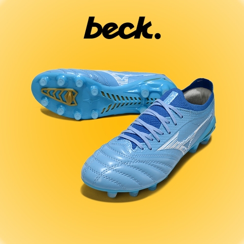 Giày Bóng Đá Mizuno Neo 4 Elite Xanh Biển Vạch Trắng Lưỡi Gà Liền FG