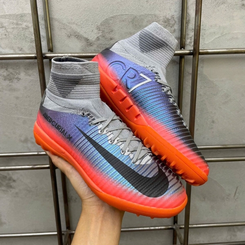 Giày Bóng Đá Nike Mercurial Superfly 5 Elite Proximo CR7 Xám Cam Cổ Cao TF