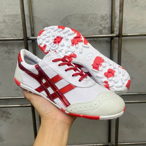 Giày Bóng Đá Bata Warrior Ráp Đế Rằn Ri TF - Trắng Đỏ