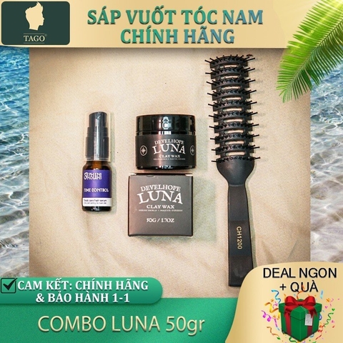 [Quà 100K] COMBO Sáp Vuốt Tóc DEVELHOPE LUNA 50GR- tặng Dưỡng Tóc + Lược - cho Tóc Dày ,Dầu ,Cứng- Giữ Nếp 16h