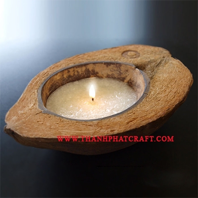 candle in coconut shell