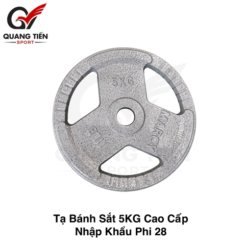 Tạ bánh sắt 5kg olympic sơn tĩnh điện cao cấp chính hãng (phi 28)