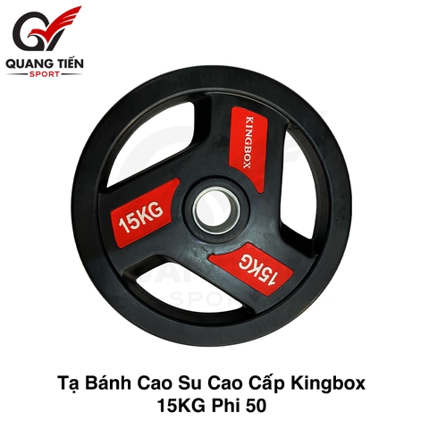 Bánh tạ đĩa chất liệu thép 15kg bọc cao su phi 50mm Kingbox-D