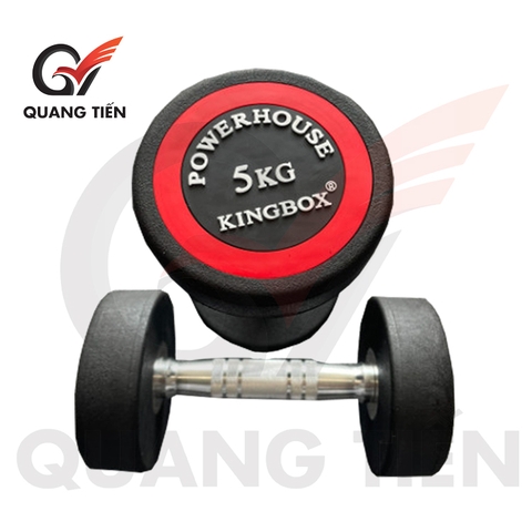 Tạ tay đơn thép bọc cao su 5kg Kingbox