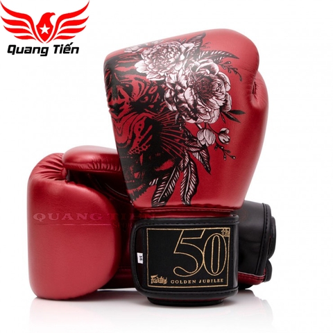 Găng tay đấm bốc màu đỏ kim loại BGV Fairtex Golden Jubilee