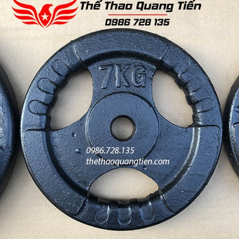 Tạ bánh gang 7 kg, miếng tạ gang 7 kg , đĩa tạ gang 7kg 3 cánh QT08