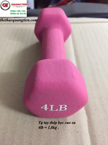 Tạ tay cao su cao cấp 4lb 1,8kg màu hồng (giá 1 chiếc )