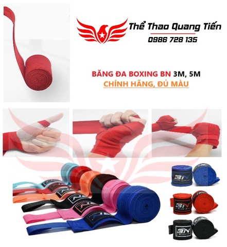 Băng đa cuốn tay boxing BN co dãn tặng kèm túi đựng chính hãng (3m)