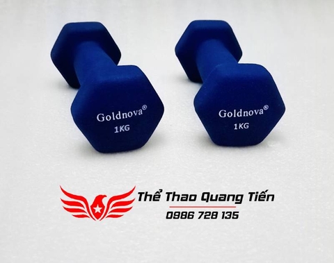 Tạ tay thép bọc su chất liệu nhung gai cao cấp Goldnova 1kg (giá 1 chiếc)