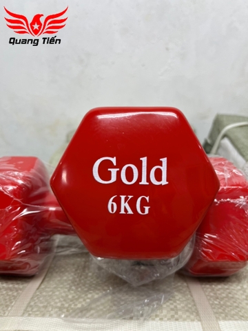 Tạ tay cao su Gold cao cấp 6 kg đỏ (giá 1 chiếc)