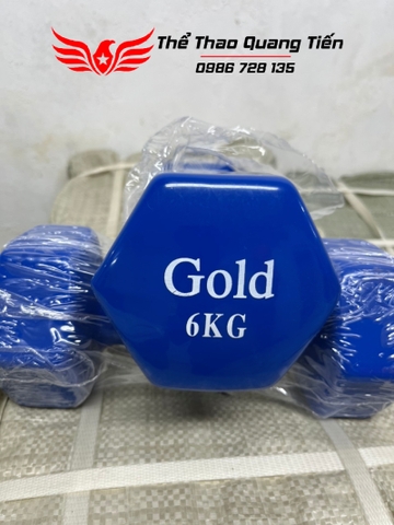 Tạ tay cao su Gold cao cấp 6 kg xanh (giá 1 chiếc)