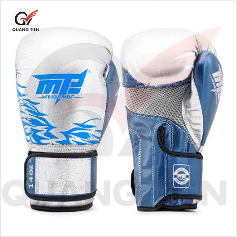 Găng tay boxing MTB new 2026 bạc kim màu Xanh