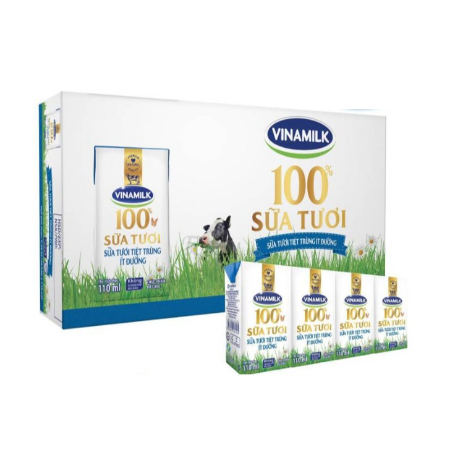 Sữa tươi tiệt trùng ít đường Vinamilk 110ml