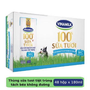 Sữa tươi tiệt trùng Vinamilk không đường (180ml)