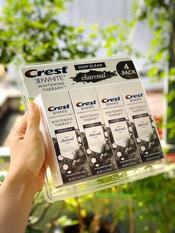 Set Kem đánh răng than hoạt tính Crest 3D White Charcoal Toothpaste (4x116g) - MADE IN USA.