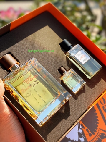 Gift Set Hermes Terre D'Hermes Eau Intense Vétiver EDP - MADE IN FRANCE.