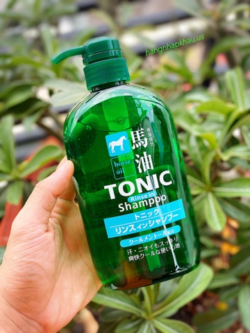 Dầu gội tinh chất mỡ ngựa mát lạnh Kumano Horse Oil Tonic Rinse In (600ml) - MADE IN JAPAN.