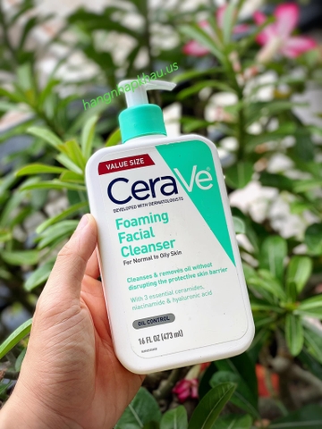 Sữa rửa mặt CeraVe Foaming Facial Cleanser (473ml) - MADE IN USA.