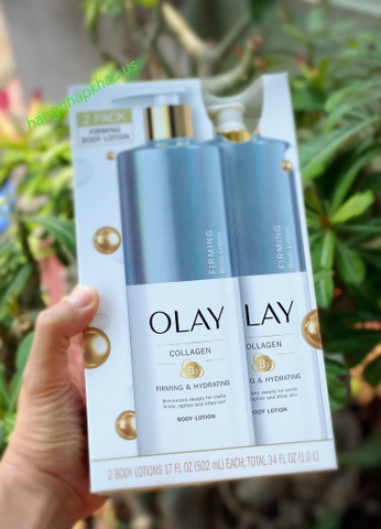 Dưỡng trắng da Olay Firming & Hydrating Body Lotion with Collagen (2x502ml) - MADE IN USA.