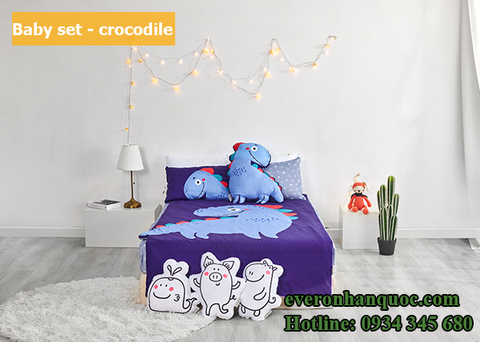 Bộ chăn ga gối Everon Baby set - crocodile