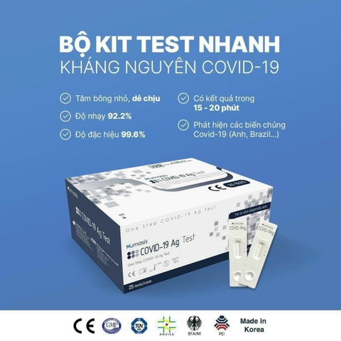 Bộ test nhanh COVID-19 Ag Humasis Hàn Quốc