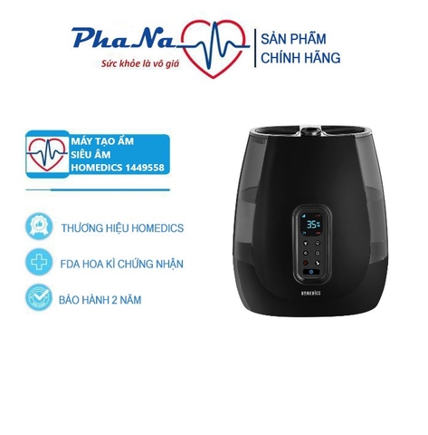 Máy tạo ẩm công nghệ siêu âm khử khuẩn nóng lạnh, cài đặt độ ẩm Homedics 1449558