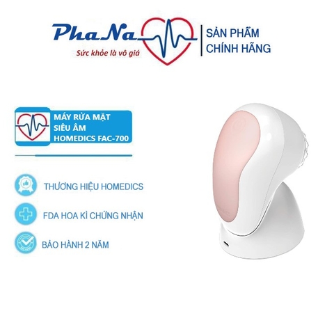 Máy rửa mặt phân tích da công nghệ siêu âm 3D chuyên nghiệp HoMedics FAC-700, kết nối APP mobile