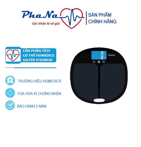 Cân phân tích chỉ số cơ thể kết nối App Salter 9192BK3R