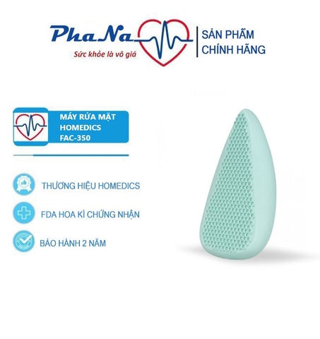 Máy rửa mặt USA Silicone kháng khuẩn công nghệ siêu âm, hút chân không HoMedics FAC-350 nhập khẩu USA