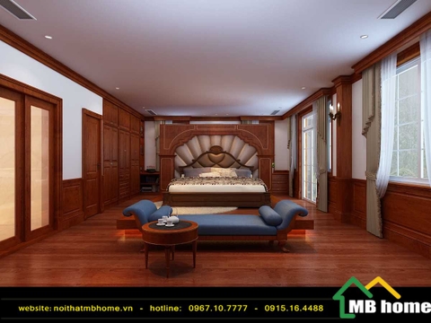 Thiết kế và thi công nội thất chung cư gỗ gõ đỏ tại Hà Nội