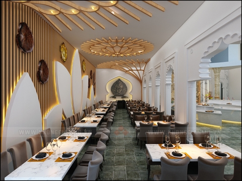 Thiết kế nội thất nhà hàng Sen Vàng - Thái Bình