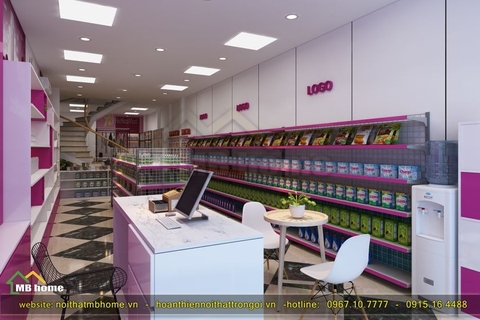 Thiết kế cửa hàng showroom với các màu cơ bản nhưng thu hút người nhìn