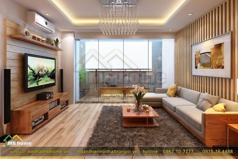 Ba bản thiết kế trang trí không gian phòng khách với khung gỗ gắn tường