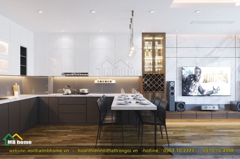Tổng hợp các thiết kế không gian phòng bếp tối giản mà vẫn hiện đại với  tone màu trắng - đen làm chủ đạo