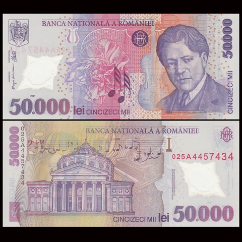 50000 lei Romania 2001