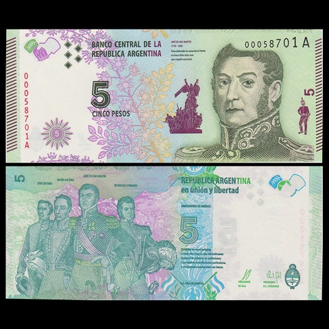 5 pesos Argentina 2015