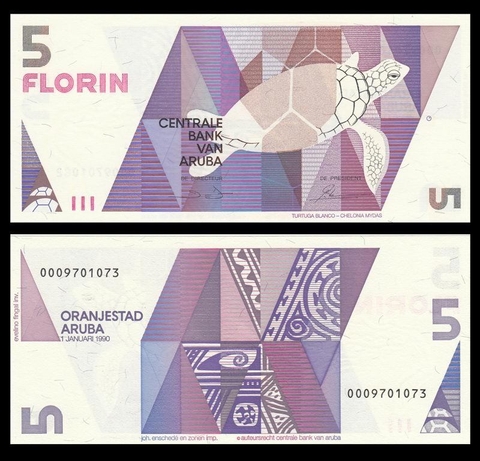 5 florin Aruba 1990