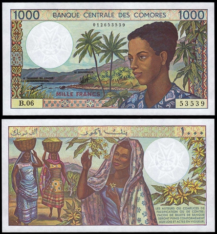 1000 francs Comoros 1994
